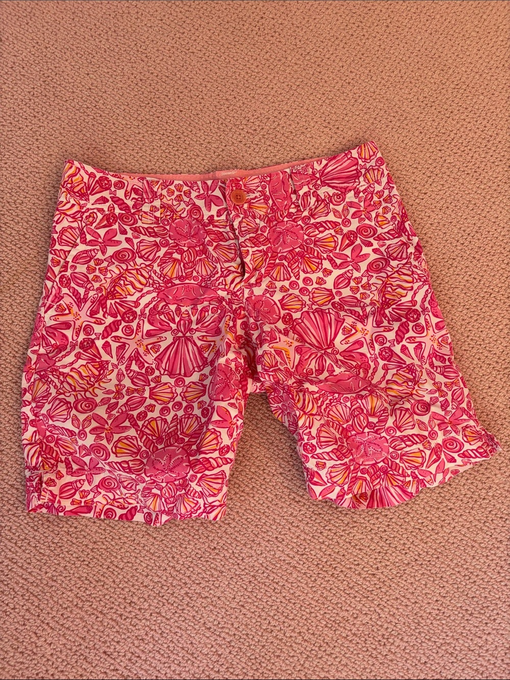 Lilly Pulitzer Pink & Orange Shell-Print Bermuda Shorts